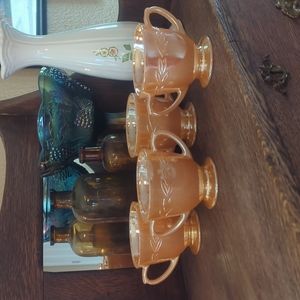 VTG Fire King - Four Peach Luster Sugar Bowls